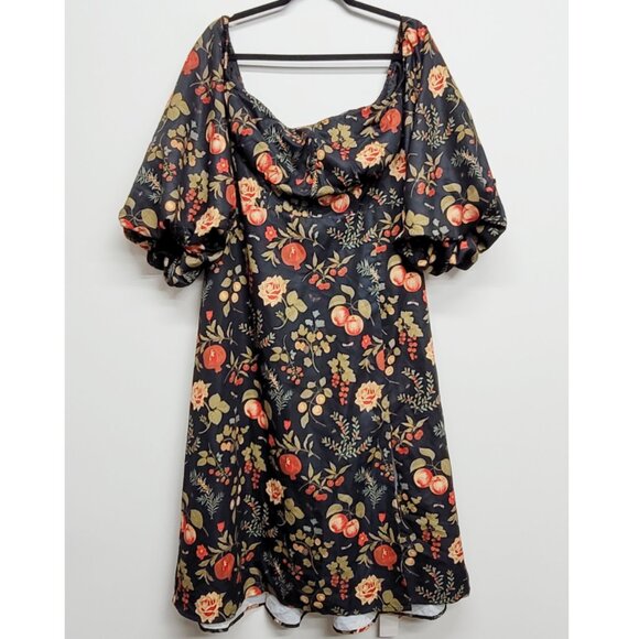 NWT Cider Curve Fruit & Floral On/Off Shoulder Slit Midi Dress 2XL - Picture 5 of 11